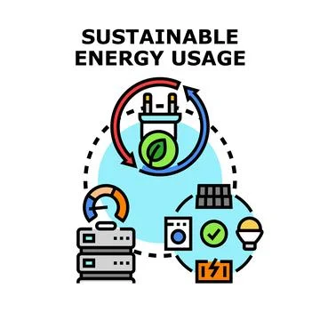 Sustainable energy usage concept vector illustrating eco friendly practices Stock Illustration