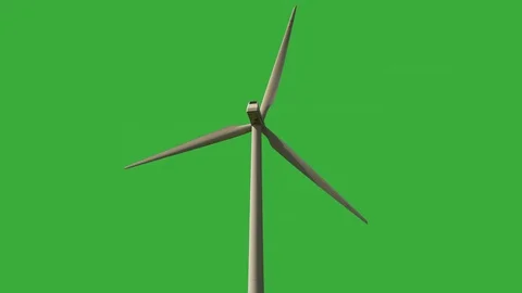 Sustainable energy windmill rotating in front of green screen for chroma key Stock Footage 86851153