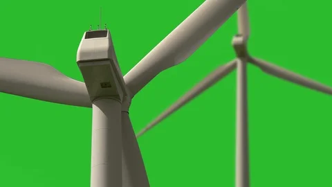 Sustainable energy windmill rotating in front of green screen for chroma key Stock Footage 86851335