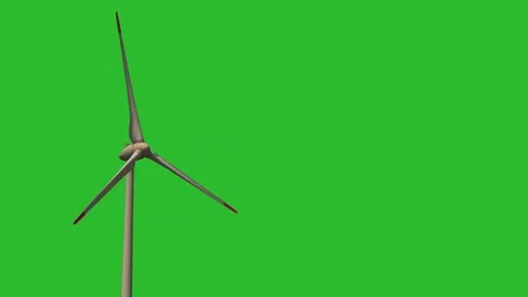 Sustainable energy windmill rotating in front of green screen for chroma key Stock Footage 86851397