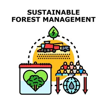 Sustainable forest management optimizing resource use for environmental pro.. Stock Illustration