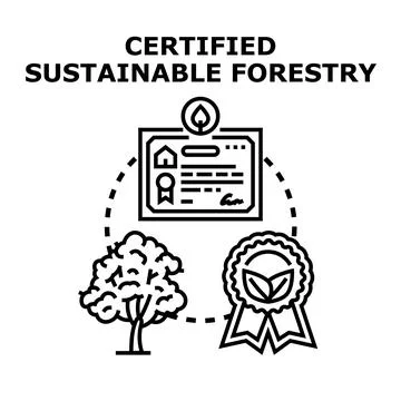 Sustainable forestry certification process with eco label イラスト素材