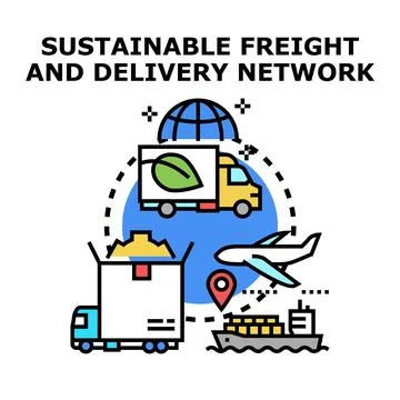 Sustainable freight delivery global network logistics concept Stock Illustration