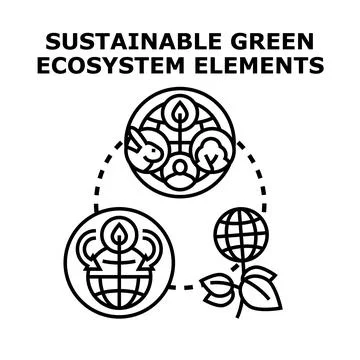 Sustainable green ecosystem elements vector concept Stock Illustration