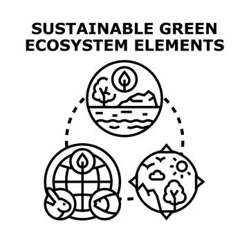 Sustainable green ecosystem elements vector concept Stock Illustration