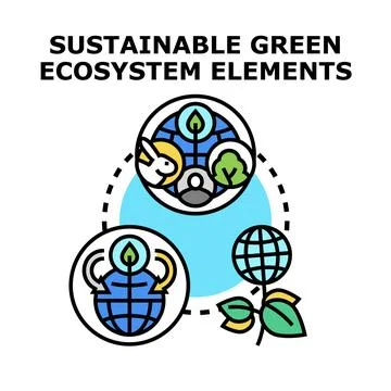 Sustainable green ecosystem elements vector concept Stock Illustration