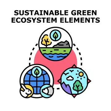Sustainable green ecosystem elements vector concept Stock Illustration