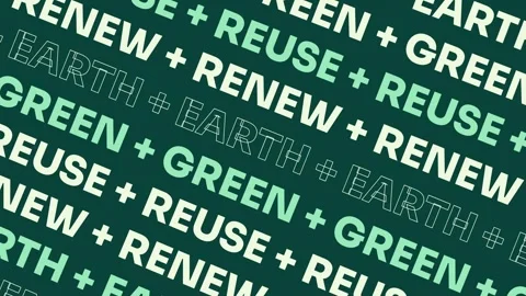Sustainable Green Typography Pattern: Reuse, Renew, Green, Earth Vidéo 344849285