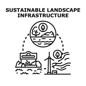 Sustainable landscape infrastructure developing green urban nature Stock Illustration