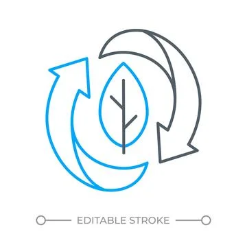 Sustainable lifecycle management practices two color line icon Stock Illustration