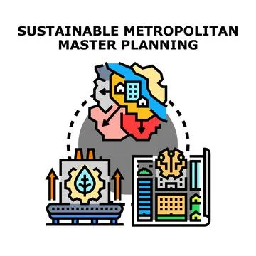 Sustainable metropolitan master planning developing smart urban future Illustrazione stock