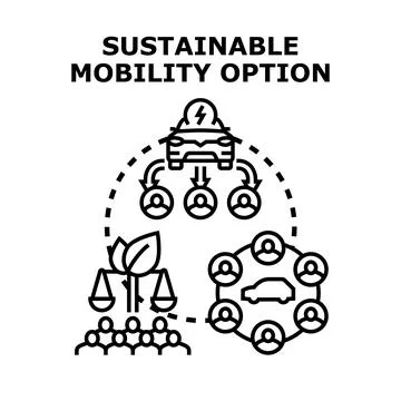 Sustainable mobility option for shared electric vehicle transport Stock Illustration