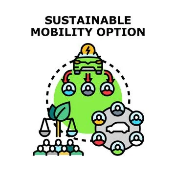 Sustainable mobility option for shared electric vehicle transport Stock Illustration
