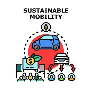 Sustainable mobility planning for eco friendly urban transportation Stock Illustration