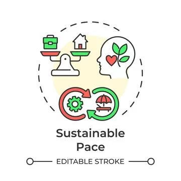 Sustainable pace multi color concept icon Stock Illustration