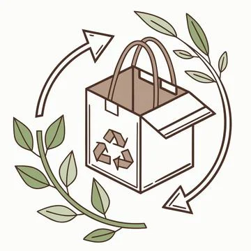 Sustainable Packaging Icon Minimal Vector on White, Eco-Conscious Stock Illustration