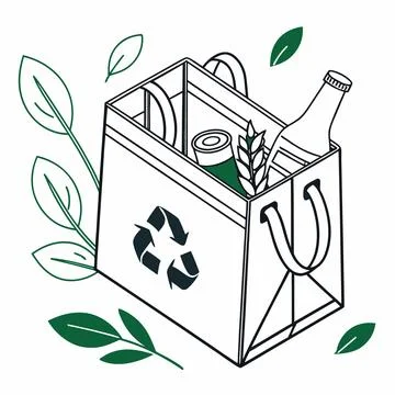 Sustainable Packaging Icon Minimal Vector on White, Environmental Goal Stock Illustration