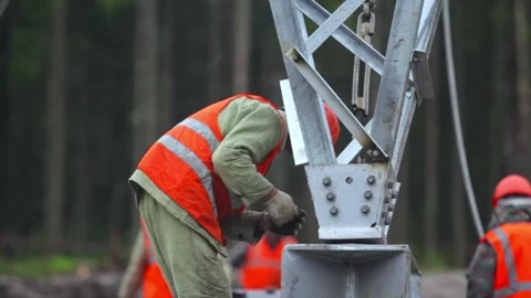 Sustainable Power Infrastructure Maintenance in Progress Stock Footage 263539338