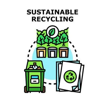 Sustainable recycling process protecting environment cycle Stock Illustration