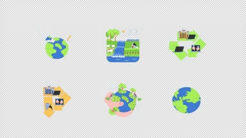 Sustainable resource management 2D animation pack Stock Footage 337306898