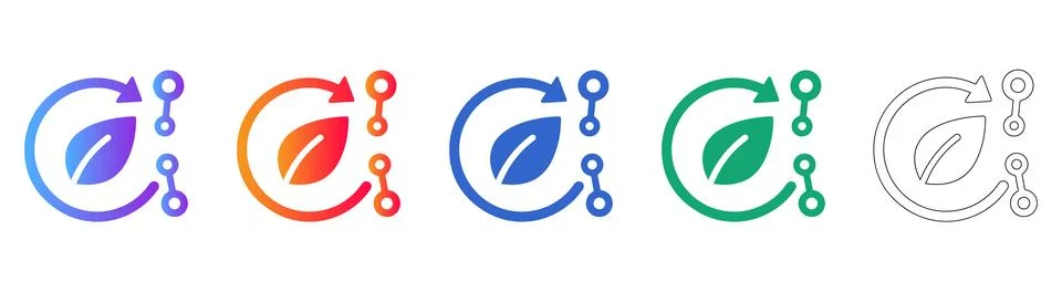 Sustainable Tech Cycle Icon Set Stock Illustration
