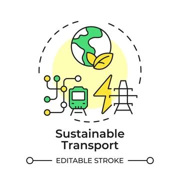 Sustainable transport flat linear concept icon 库存插图