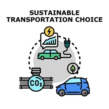 Sustainable transportation choice developing alternative green energy Illustrazione stock