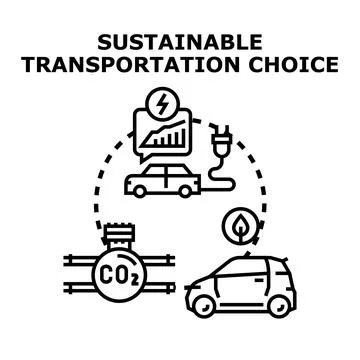 Sustainable transportation choice developing alternative green energy Stock Illustration