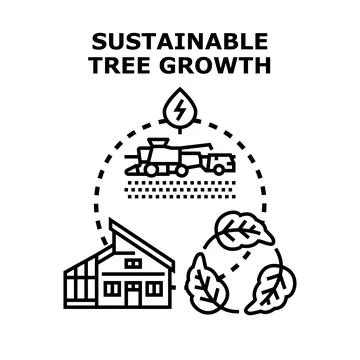 Sustainable tree growth developing ecological agriculture concept Stock Illustration
