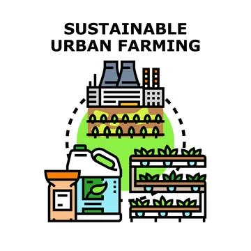 Sustainable urban farming concept developing green cities Ilustración de archivo