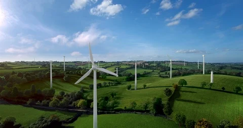 Sustainable wind energy park growing Stock Footage