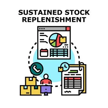 Sustained inventory replenishment and supply chain management Stock Illustration