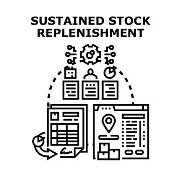 Sustained stock replenishment process concept illustration Stock Illustration