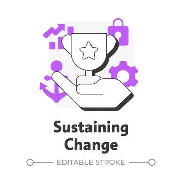 Sustaining change flat outline concept icon Illustrazione stock