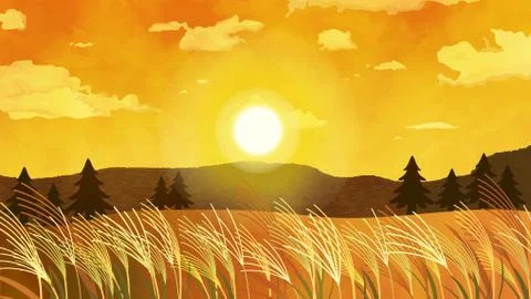 Susuki grass Suslandscape Stock Illustration