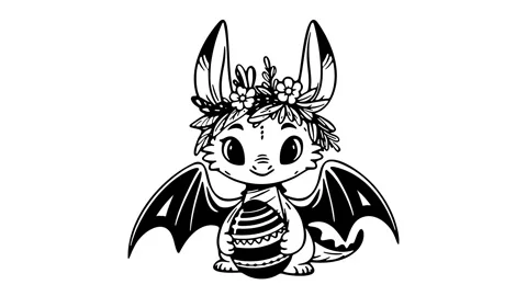 Сute Dragon and Easter egg Drawing Sketch Animation Stock Footage 302729623