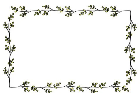 Сute hand drawn rectangular frame of branches and leaves from bushes and trees. Illustrazione stock