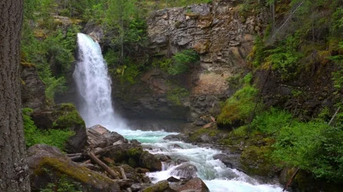 Sutherland Falls, BC 4k Stock Footage 247264875