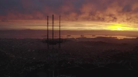 Sutro Tower Sunrise Orbit Stock Footage 201826835