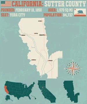 Sutter county in California Stock Illustration