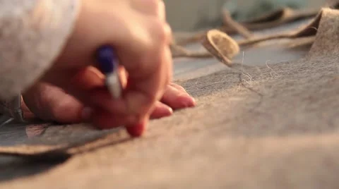 Сutting fabric Stock-Footage 46910961