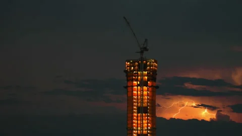 Sutton Place Lightning Storm 2 Stock Footage 133836233