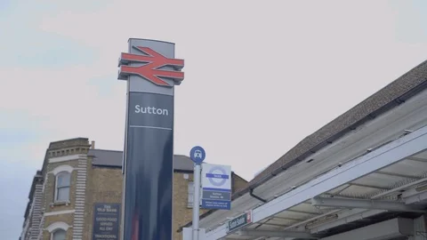 Sutton Train Station sign Stock Footage 116604010