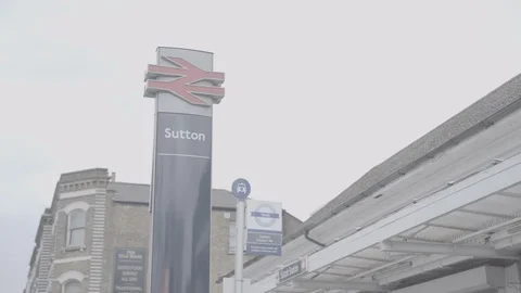 Sutton Train Station sign Video stock 116604091