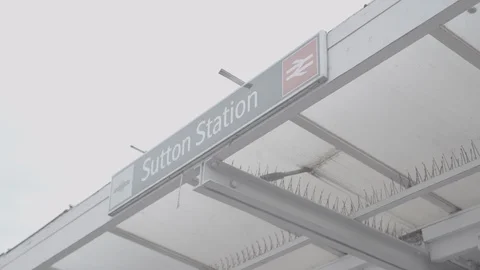 Sutton Train Station sign Stock Footage 116604173