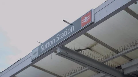 Sutton Train Station sign Stock Footage 116604215