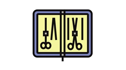 Suture kit surgeon color icon animation Stock Footage 326117343