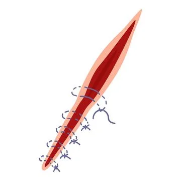 Suture needle work icon cartoon vector. Injury skin Stock Illustration