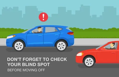 Suv is about to start moving. Check your blind spot or twilight zone. Stock Illustration