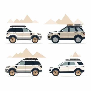SUV car set vector isolated on white Ilustración de archivo